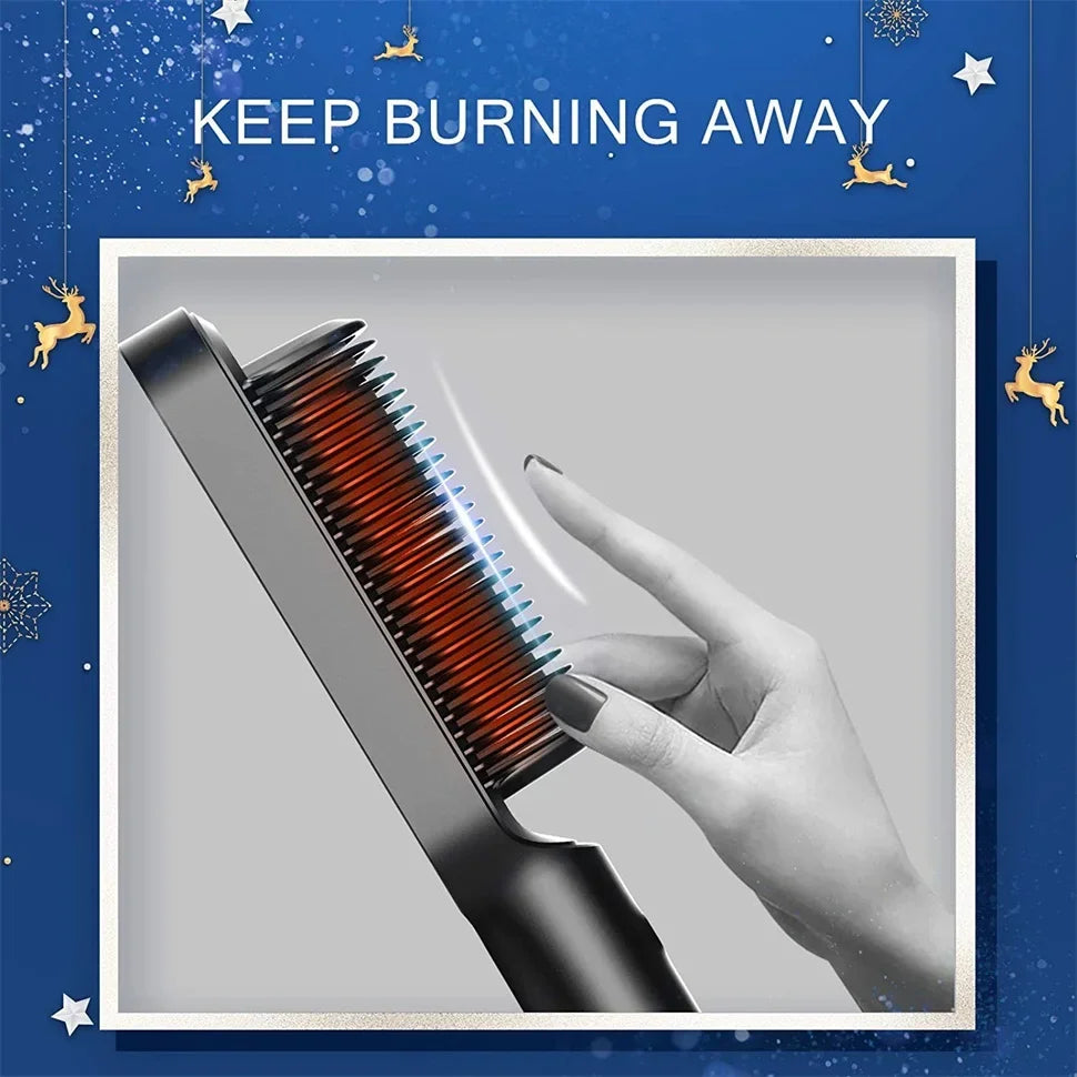 Professional Hair Straightening Brush - Quick Heat Straightener Comb for Effortless Styling and Smooth, Sleek Results